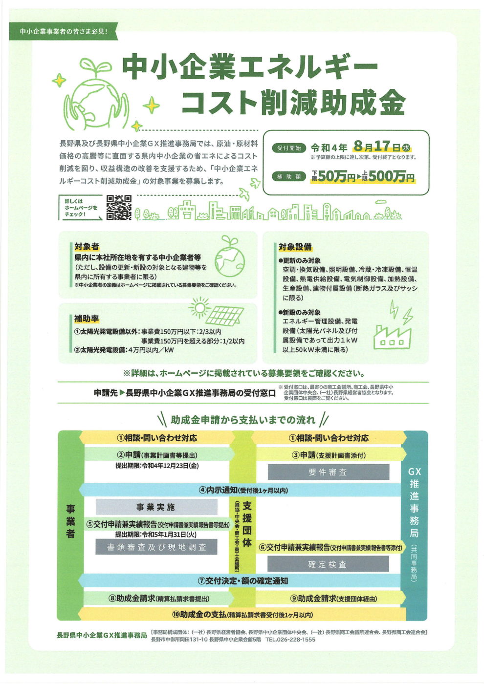 中小企業エネルギーコスト削減助成金の対象事業を募集します 長野県からのお知らせ 千曲商工会議所